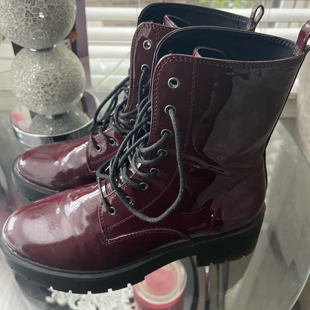 Burgundy combat boots